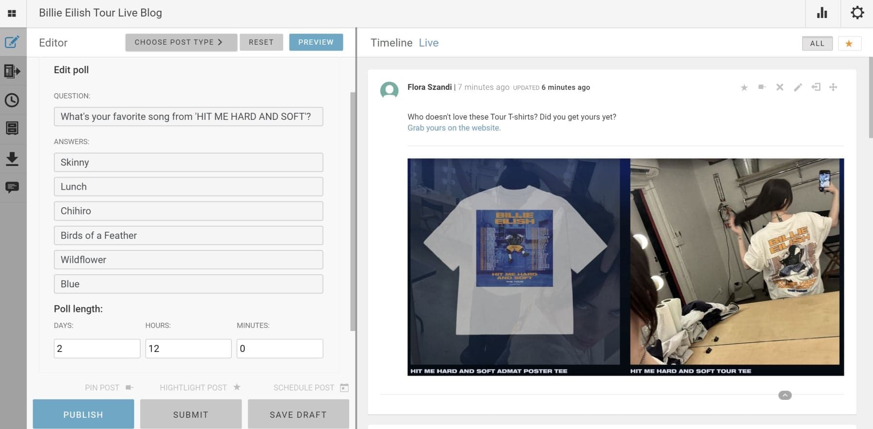Live Blogging Concerts and Music Festivals Create a poll