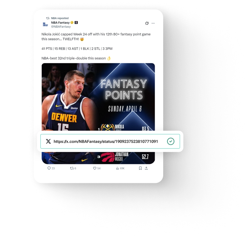 Social media integration in Live Blog