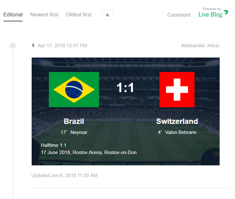 Live Blogging the FIFA World Cup