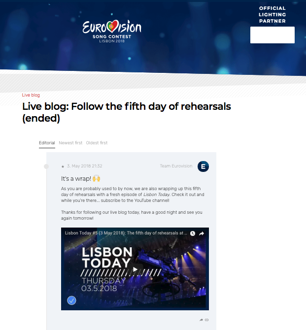 Eurovision's live blog