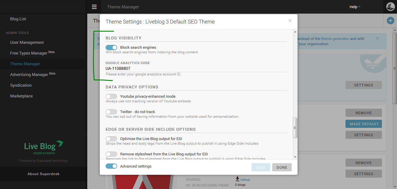 Live blog professional tool for live blogging