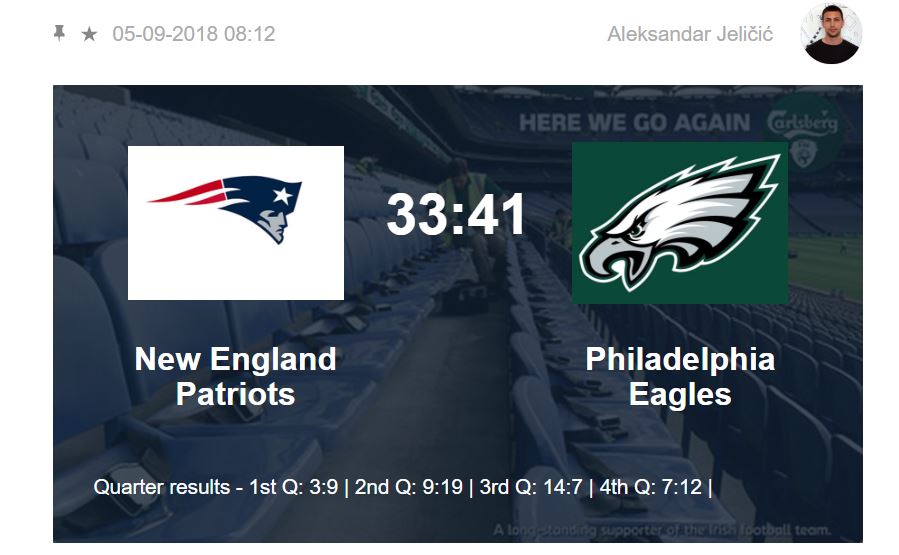 Live blogging an American Football Game